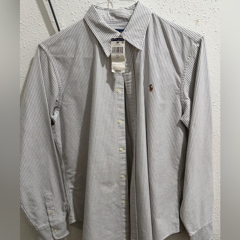 Polo by Ralph Lauren Men's Pinstripe Shirt - White and Gray